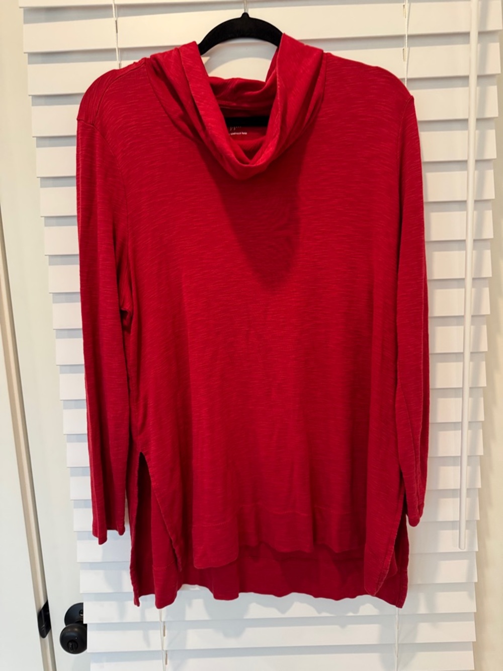 J. Jill Cowl Neck Red Tunic Long Sleeve 100% Pima Cotton Women’s Large Petite